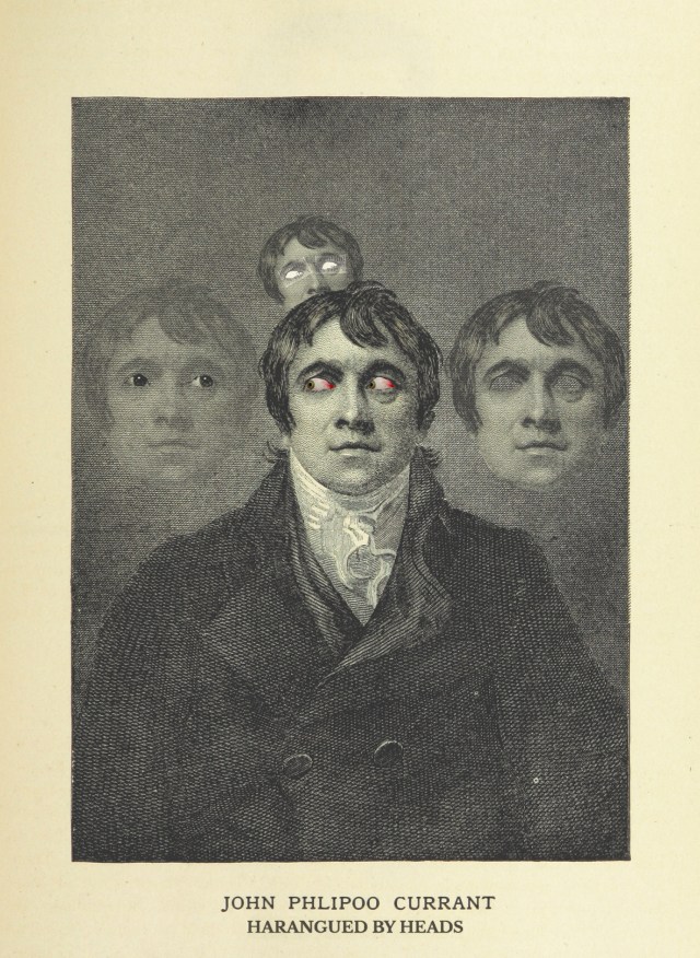 Engraving of John Philpoo Currant, from "Prominent Londoners Afflicted By Cerebroapparitions," 1828