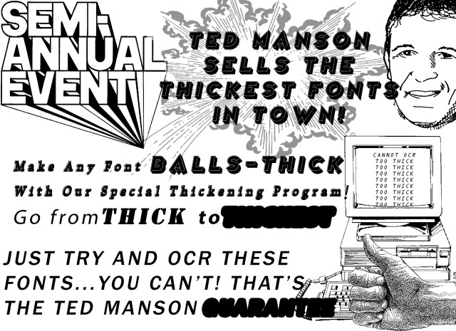 Flier for Ted Manson Fonts Semi-Annual Sale, 1993