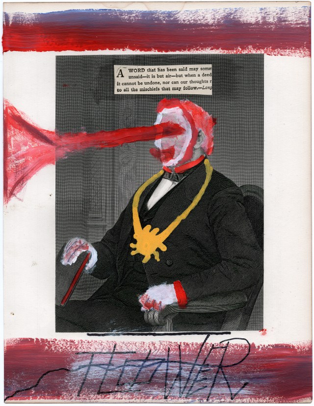 Engraving painted over with the most disgusting array of acrylic colors